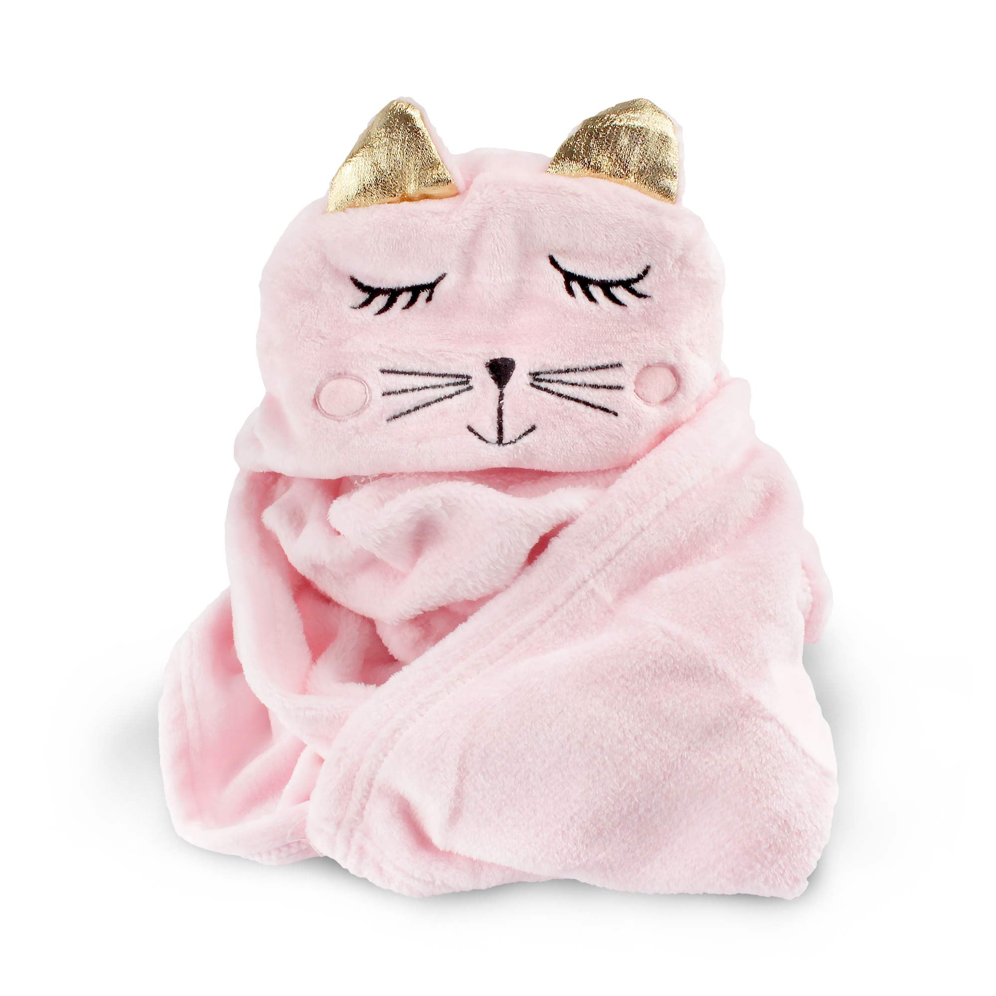 Canis Unisex Baby Girls Boys Plush Hooded Animal Cat Bathrobe Nightgown Towel 