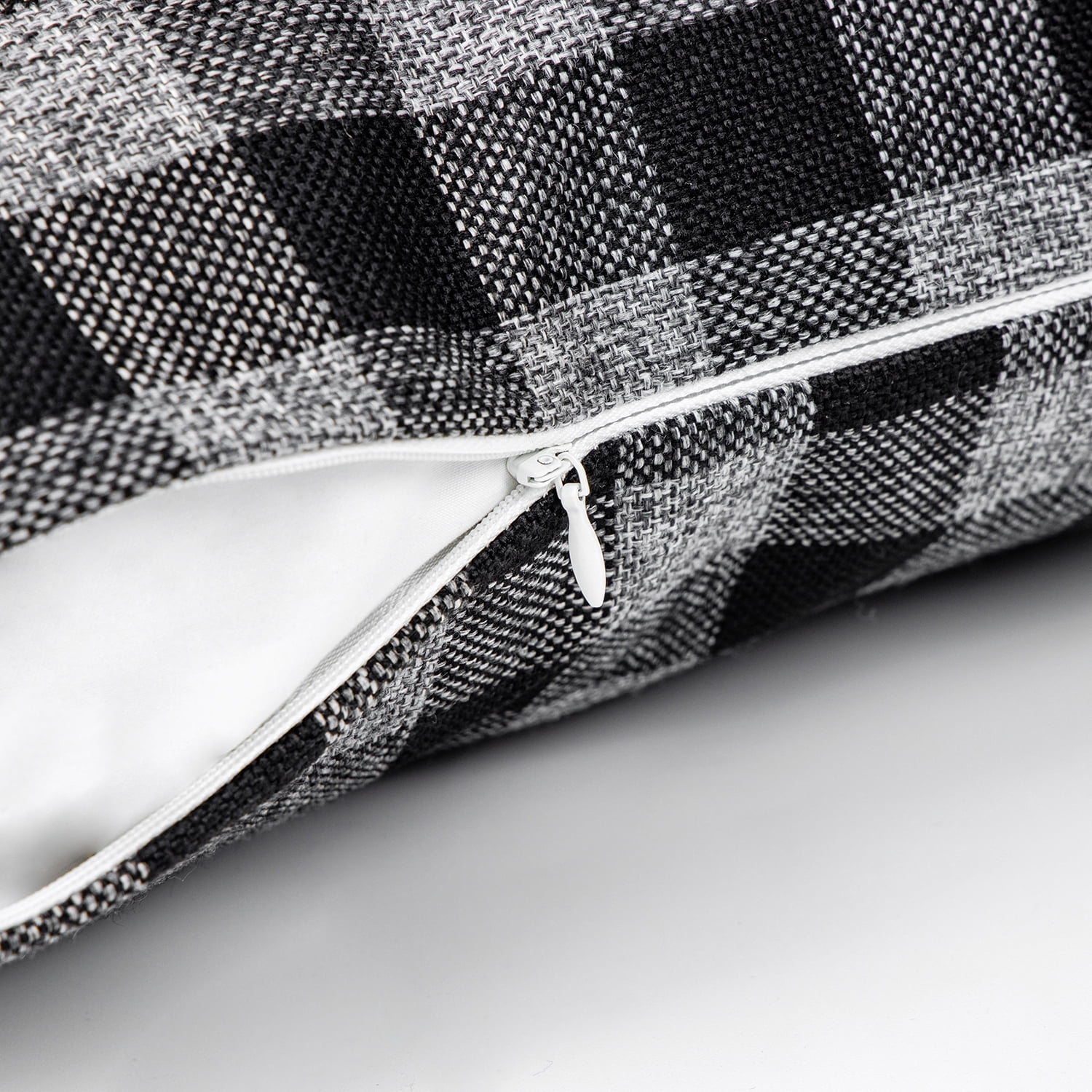 Phantoscope Checkers Series Square Decorative Throw Pillow with Inserts, Classic Retro Plaids, 12"x20", Black/Gray, 2 Pack
