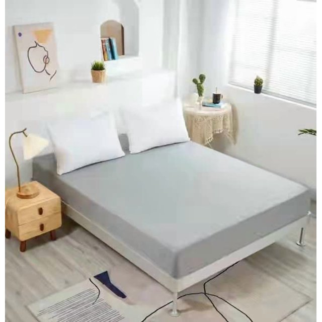 Sábana bajera ajustable NHNHN, tamaño queen, microfibra, gris claro