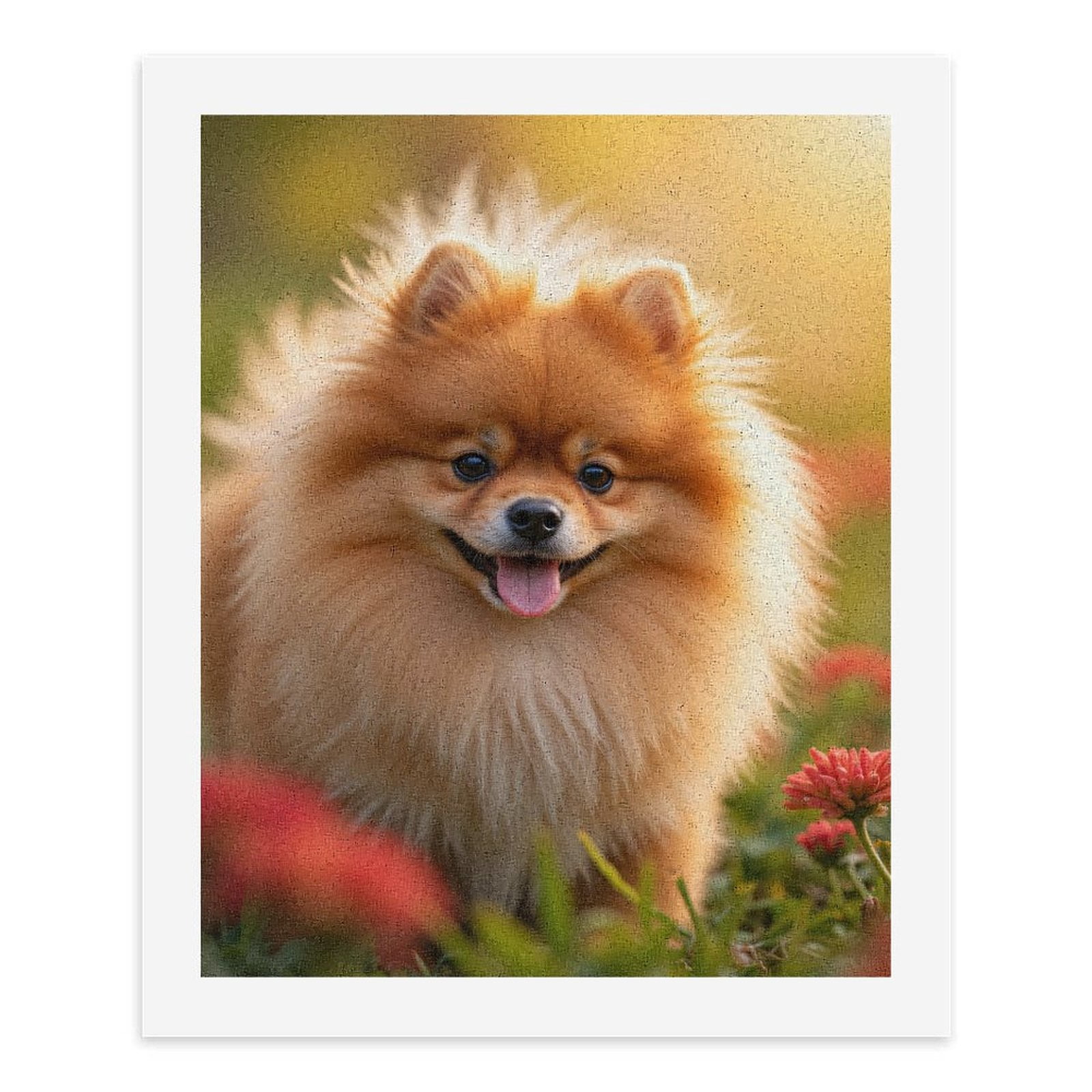 Paint by Numbers Kit for Adults, Pomeranian Flower Field Sunshine Paint by Numbers, Easy Paint by Numbers Kit for Adults Beginner, DIY Adult Paint by Number Kits on Canvas, Home Decor