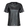 thumbnail image 3 of Alvivi Women's Short Sleeve Glitter Metallic T Shirt Tank Tops Holographic Rave Party Blouse Dark Grey L, 3 of 7