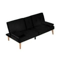 thumbnail image 6 of TRUKER 65" Velvet Upholstered Futon Sofa Bed with Adjustable Backrest and 2 Cup Holders,Black, 6 of 9