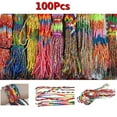 thumbnail image 2 of 100 Pcs Friendship Bracelets Bulk Handmade Braided Bracelets Colorful String Thread Bracelets Friendship Cords Strand Bracelet for Kids Girls Women Teen Party Favors Supplies, 2 of 9