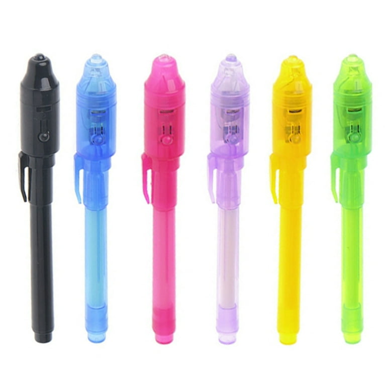 MANNYA 6Pcs/Set Invisible Ink Pen Built in UV Light Magic Marker