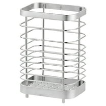 Gnwei Utensil Holder, Stainless Steel Utensil Drying Rack with Drain Tray, Kitchen Counter Drainer Basket Silverware Cutlery Flatware Holder Forks, Knives, Spoons, Chopsticks Organizer