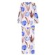 thumbnail image 4 of Puntoco Traje De Pantalón Y top De Cuello Redondo De Manga Larga Con Estampado Informal De Verano Para Mujer Azul Claro Xxxl, 4 of 5