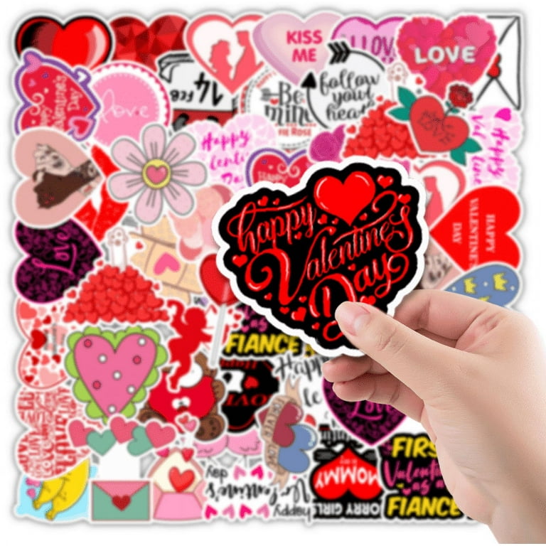 500pcs Glitter Heart Stickers for Kids Roll, Valentine Red Heart Stickers  1inch/ 1.5 inch, Love Stickers for Scrapbooking, Personalized Thank You  Stickers (Heart)
