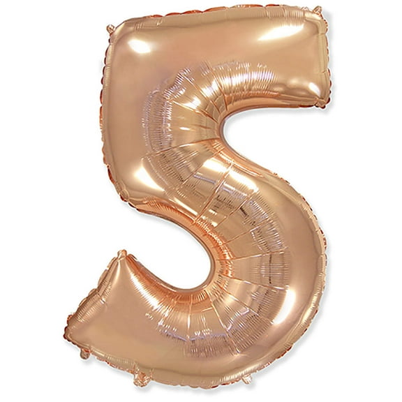 42 inch Number 5 - Rose Gold Foil Mylar Balloon - Party Supplies Decorations