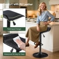 thumbnail image 5 of Adjustable Backless PU Leather Bar Stools Set of 2, 360° Swivel Counter Height Bar Stools with Footrest, Modern Armless Kitchen Island Chairs (Black, Black Base), 5 of 9