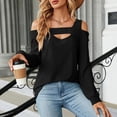 thumbnail image 4 of EDFBUYKRS Womens Fall Long Sleeve Tunic Tops Notch V Neck Shirt Casual Pleated Basic Pullover S, 4 of 9