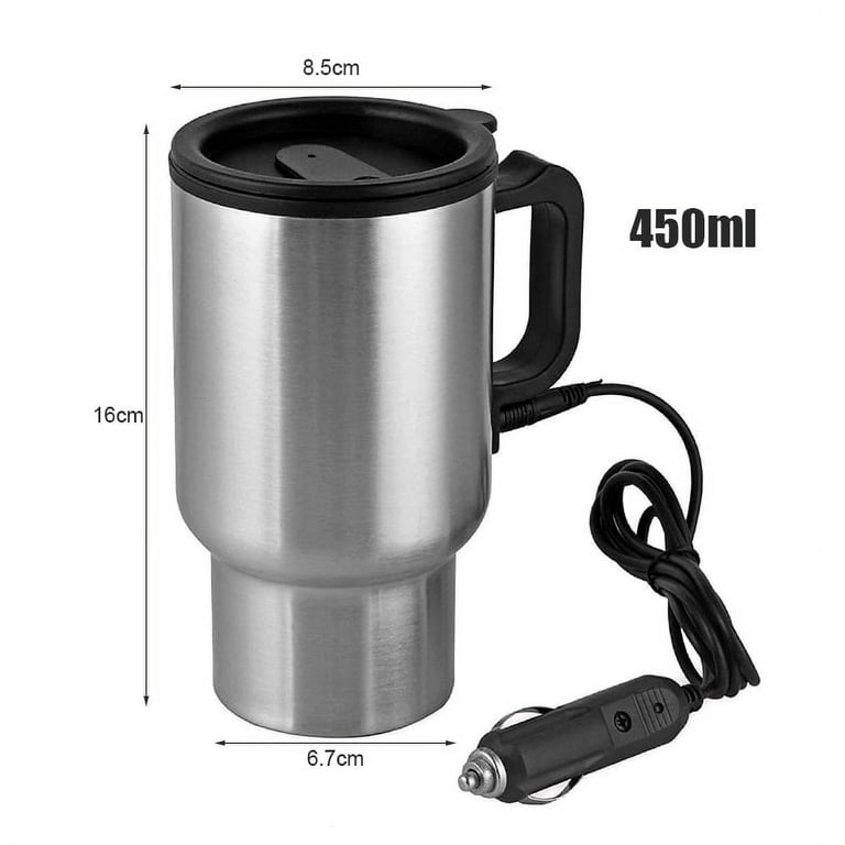 Funchic Heated Travel Mug Electric Coffee Mug Warmer 12V Thermos Cup  Intelligent Travel Mug with Temperature Control for Car