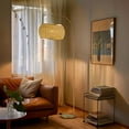 thumbnail image 5 of Brightech Wave Arched Floor Lamp – Unique Hanging Wicker Shade for Living Rooms – Rattan Style Matches Boho and Other Décor – Arcs Over Sofas and Dining Tables for Compliments - Brass, 5 of 9