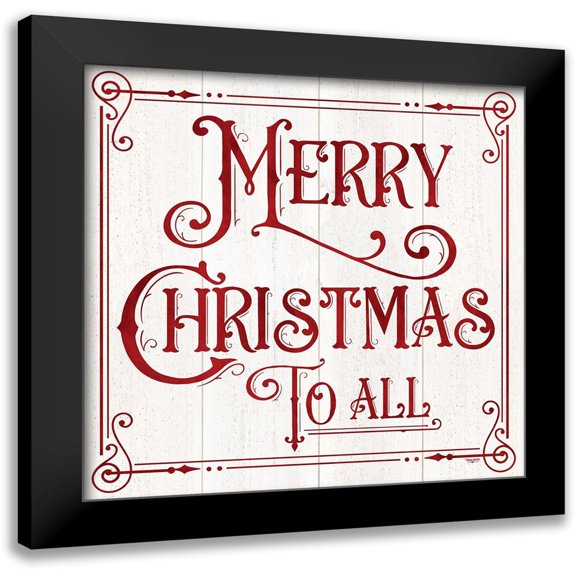 Reed, Tara 12x12 Black Modern Framed Museum Art Print Titled - Vintage Christmas Signs IV-Merry Christmas