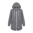 thumbnail image 5 of Full Zip Hoodie Jacket Women Oversized Long Sweatshirt Coat with Pockets Casual Drawstring Outerwear, 5 of 8