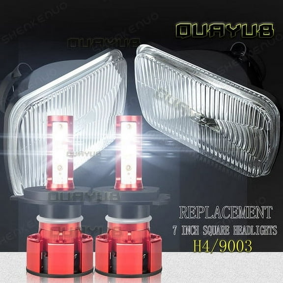 For Toyota Pickup 1982-1995 Hardbody Truck 5x7'' 7x6'' LED Crystal Clear Glass Lens Headlight Set