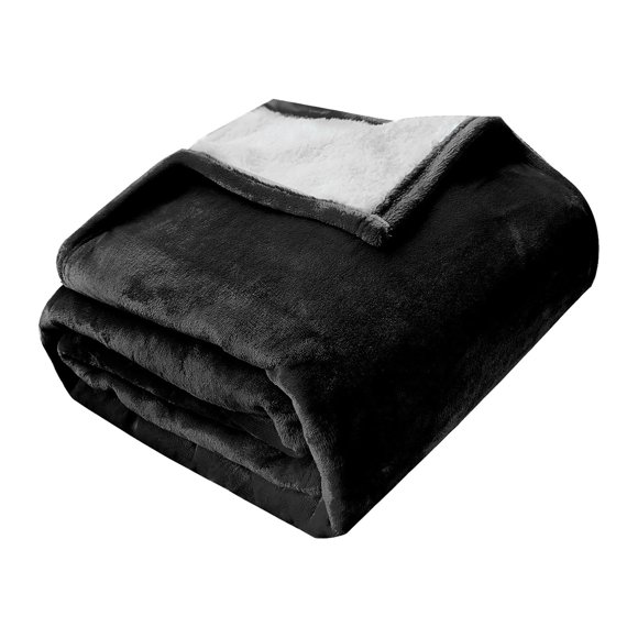 Black-Friday Sale! Christmas Blanket! Flannel lambswool double-layer waterproof blanket, black, Sheepskin Blanket Double Layer Thickened Flannel Blanket Pet Blanket, A blanket
