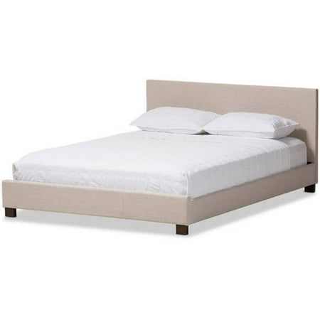 Baxton Studio Elizabeth Modern and Contemporary Beige Fabric Upholstered Panel-Stitched Queen Size Platform Bed