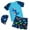 Blue*, variant on CYRBOKO Boys Swim Set, Short Sleeve Lightweight Dinosaur Print Summer Swim Top and Trunks with Cap Blue Size 6-7 T