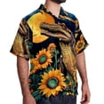 thumbnail image 2 of Crocodile Starry Sky Sunflower Men's Short Sleeve Poplin Shirt, Casual Printed Button Down, Summer Beach Hawaiian Shirts, Unisex, 2 of 6