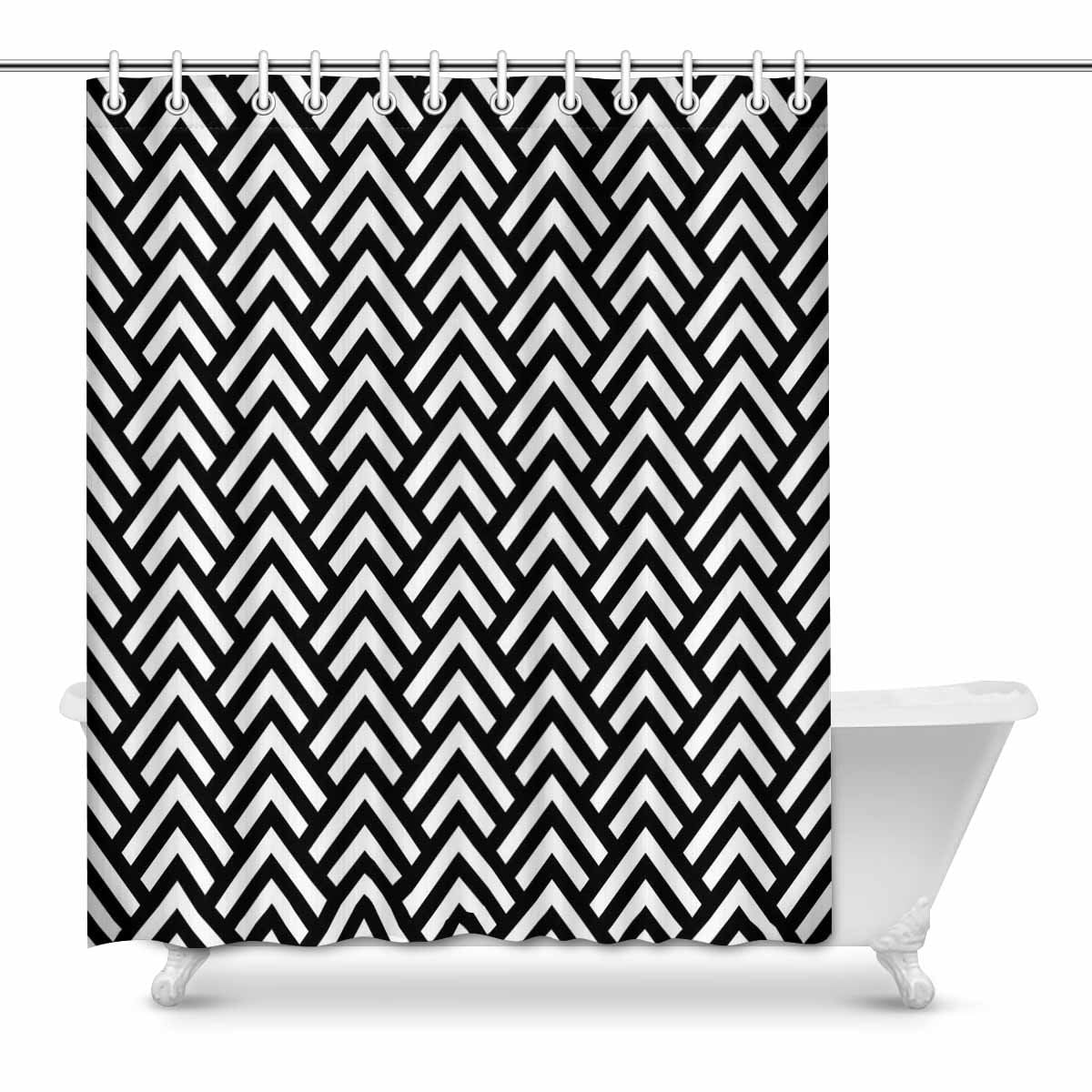 MKHERT Black and white chevron geometric Bathroom Shower Curtain 60x72