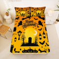 thumbnail image 5 of Manfei Cartoon Halloween Bed Sheets,Pumpkin With Bat Spider Web Full Size Sheets,4pcs,1 Flat Sheet,1 Fitted Sheet and 2 Pillowcases, 5 of 6
