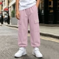 thumbnail image 3 of HAOTAGS Boys Cargo Pants (5-15) Elastic Waist Pockets Loose Ankle Pants Nylon Spandex Purple Size 5, 3 of 10