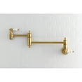 thumbnail image 2 of Kingston Brass KS3107PL Restoration Wall Mount Pot Filler Kitchen Faucet, Brushed Brass, 2 of 5