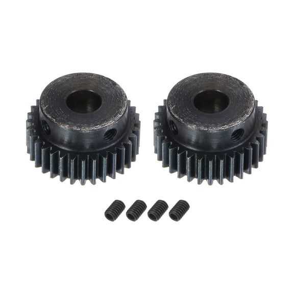 1Mod 32T Pinion Gear 10mm Bore Hardened Steel Motor Rack Spur Gear with Step for RC Car Truck Gear Drive, 2 Set