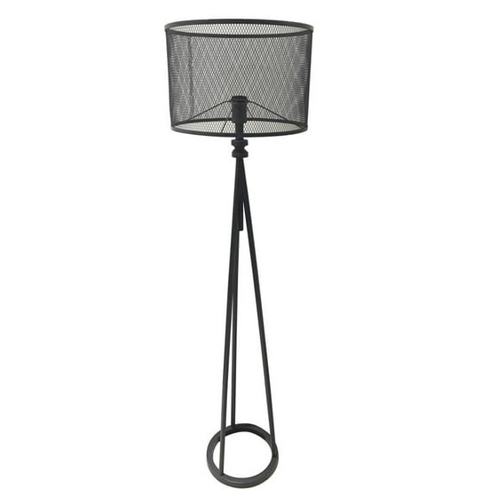 Woodruff Industrial Tripod Floor Lamp With Metal Mesh Shade