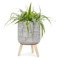 thumbnail image 2 of Gray And White Grid Tripod Planter, 2 of 4
