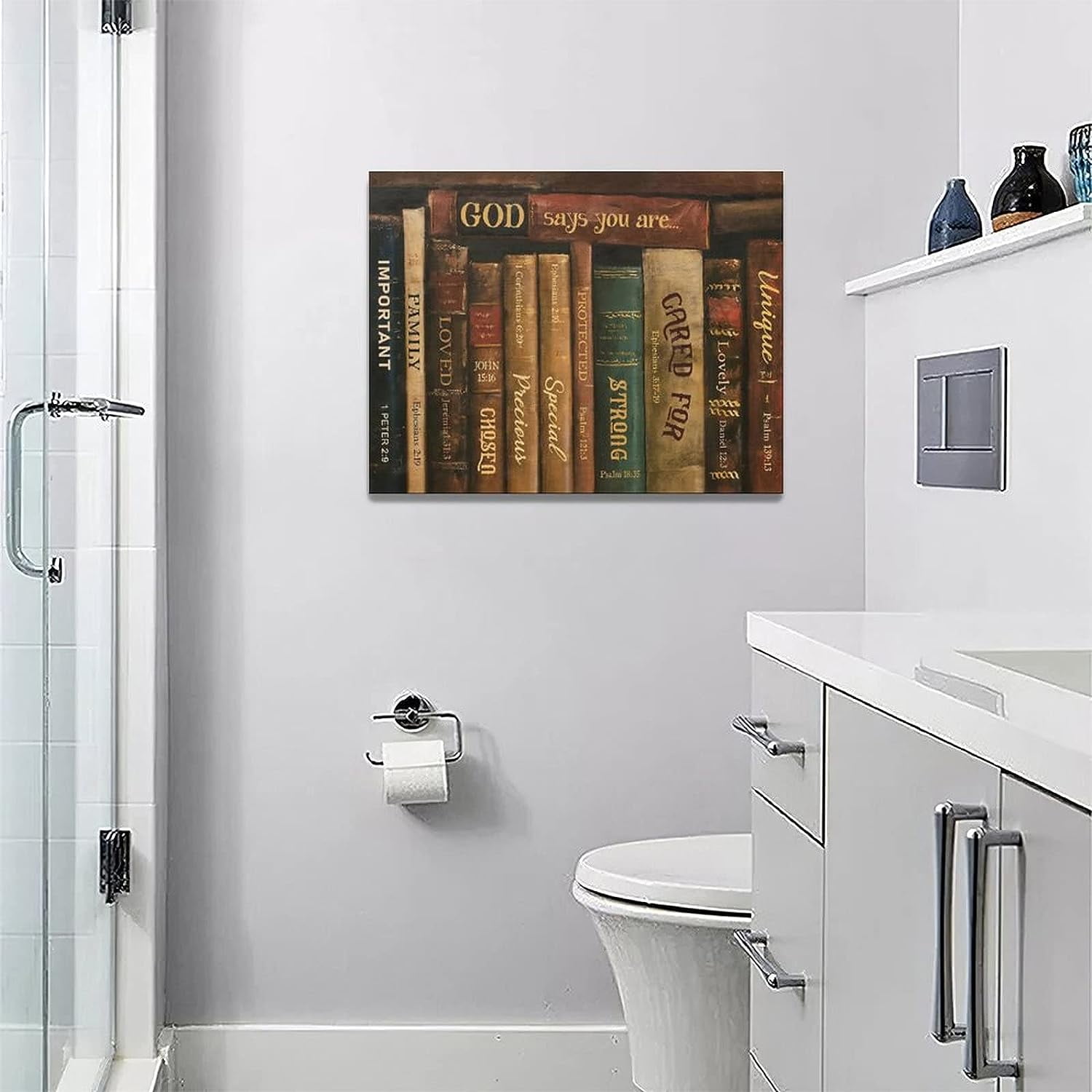 Taimeng Christian Books Wall Art Retro Bible Pictures Wall Decor Scriptures Canvas Prints Painting Religious Decorations Framed Artwork, 12''x16'' (zhangchun-8o5572wrtbgq)