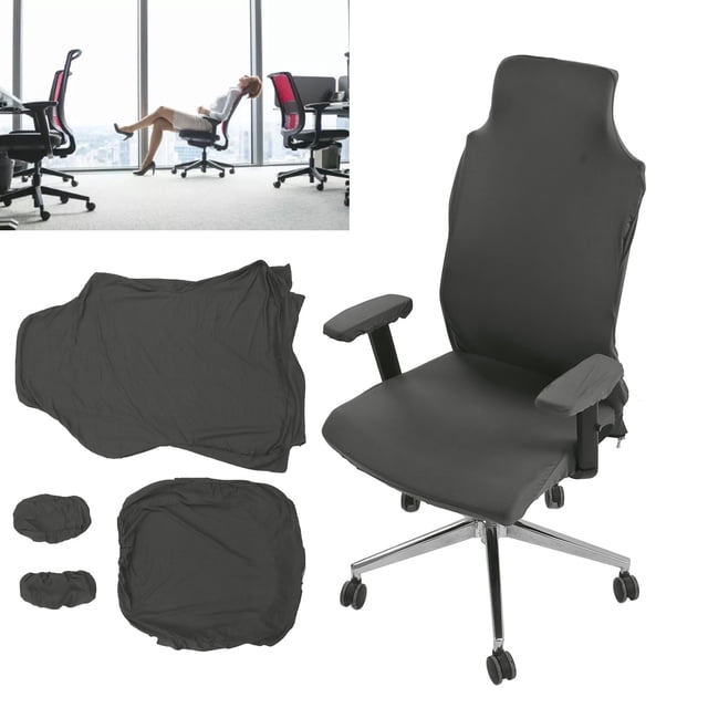 Chair Slipcover Gaming Chair Protector Pure Color Breathable Polyester High Resilience Chair Cover with Armrest Cover for Home