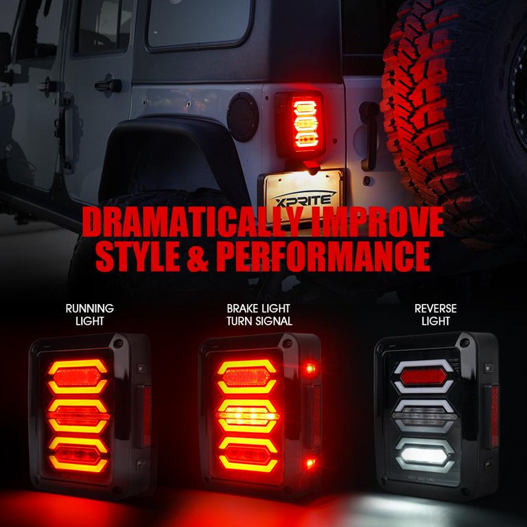 Xprite USA TL-JEEP-JK-SMK-G3 Smoke Lens G3 Diamond Series Red LED