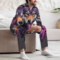 thumbnail image 7 of Naloa Colorful Wolf Head A Men’s Pajamas Set - Long Sleeve Button Down Sleep Shirt and Pajama Bottoms Sleepwear Set-Medium, 7 of 7