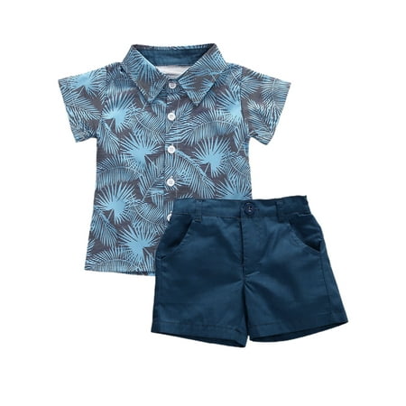 

Hirigin Little Boys Short Sleeve Button Down Shirts Tops Shorts Pants 2pcs Summer Outfits