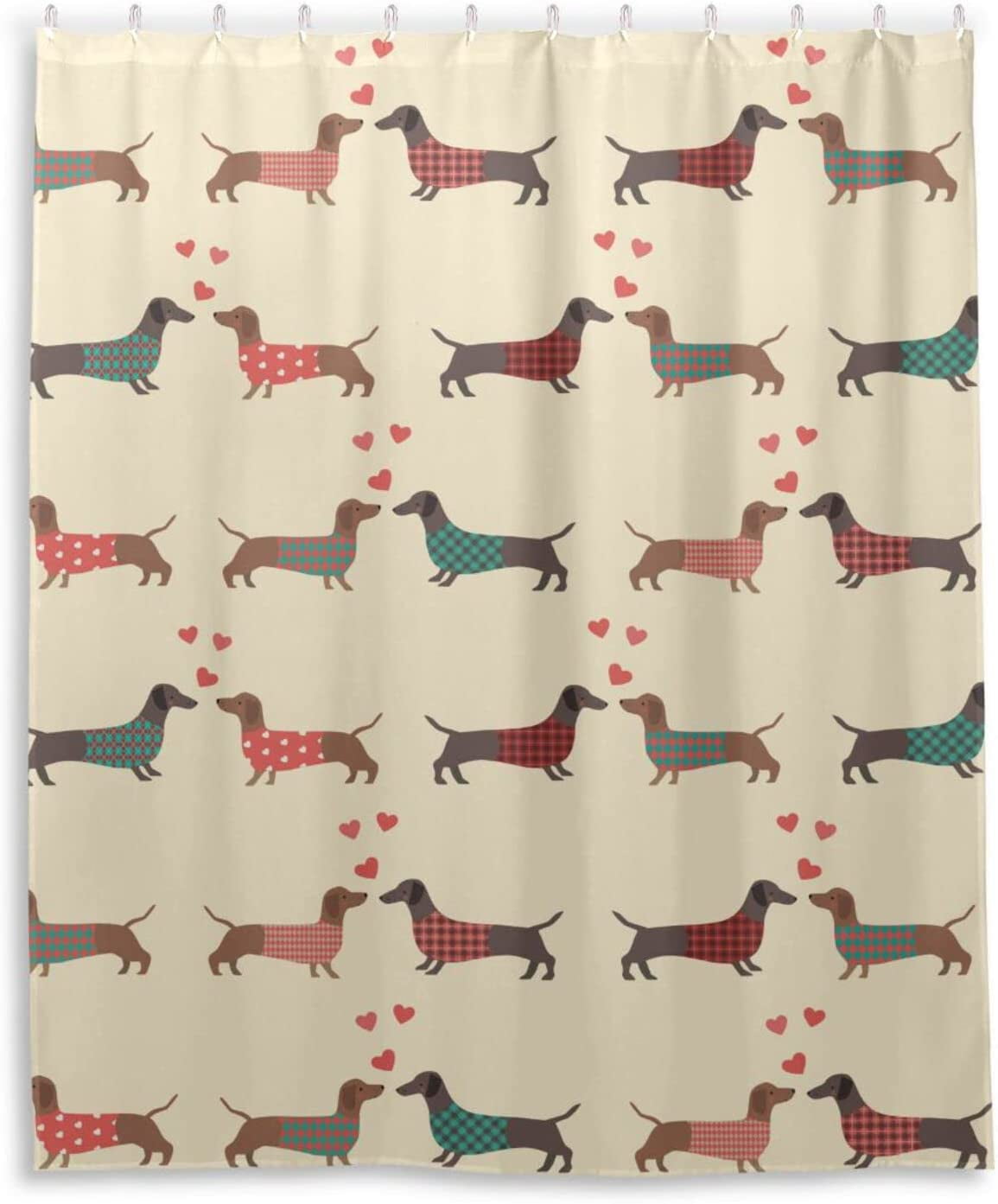 Sonernt Dachshund Dogs Pattern Shower Curtain Bathroom Decor Waterproof