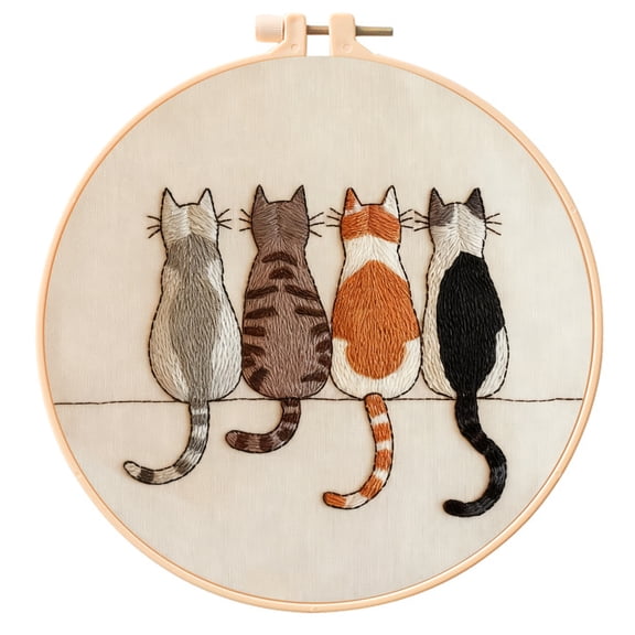 Feltsky Mini Cat Embroidery Kit for Beginner - Including Everything to Make 8inch Christmas Craft Kit for Mom Grandma Girlfriend Birthday Present 8inch