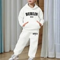 thumbnail image 6 of Gaexia Toddler Kids Long Sleeve Hoodie and Pants Set Soft Warm Pullover Outfit for Girls and Boys All Season Casual Playwear,White,8-9 Years, 6 of 7