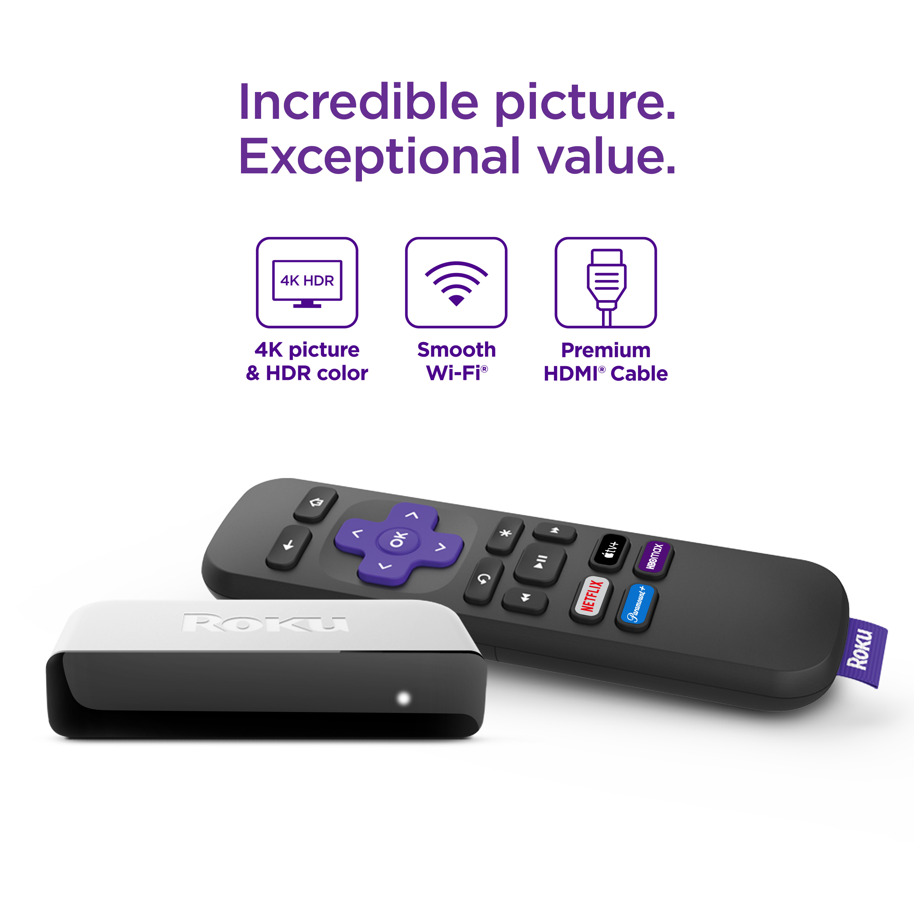 Roku Premiere | 4K/HDR Streaming Media Player Wi-Fi® Enabled with Premium High Speed HDMI® Cable and Standard Remote - image 2 of 8