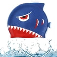 thumbnail image 3 of Swim Cap Kids-1 Pack Silicone Fun Swim Caps for Girls and Boys, Kids Swimming Hats with Cartoon Sharks-royal blue, 3 of 4