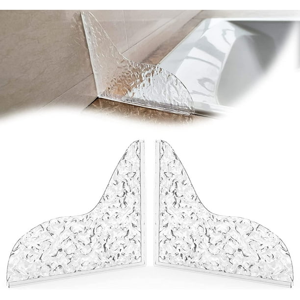 Shower Splash Guard with Adhesive, 2Pcs Water Texture Shower Corner