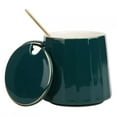 thumbnail image 2 of Gonyscag Tasses en Céramique Tasse à Café avec Couvercle Tasse à Café + Cuillère en Acier Inoxydable, Excellent Cadeau pour Anniversaire/Noël/Saint-Valentin-Vert, 2 of 13