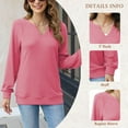 thumbnail image 4 of TEMOFON Womens Casual Long Sleeve V Neck Sweatshirts Cute Loose Fit Lightweight Pullover Tops for Womens Clothes Fall Shirts Tunic Tops Trendy Blouses, 4 of 8
