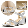 thumbnail image 4 of Slingback Zapatos Tacón Cuña Sandalias Baja Mujer Punta Abierta Cómodo, 4 of 8