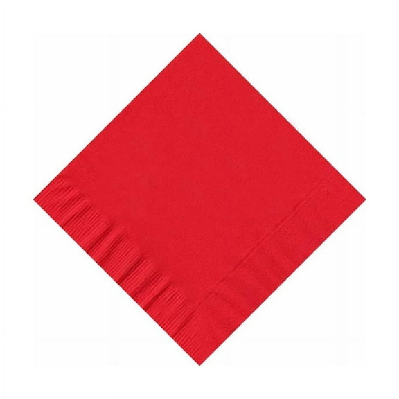 600 -  (12 Pks of 50) 2 Ply Plain Solid Colors Beverage Cocktail Napkins Paper - Red