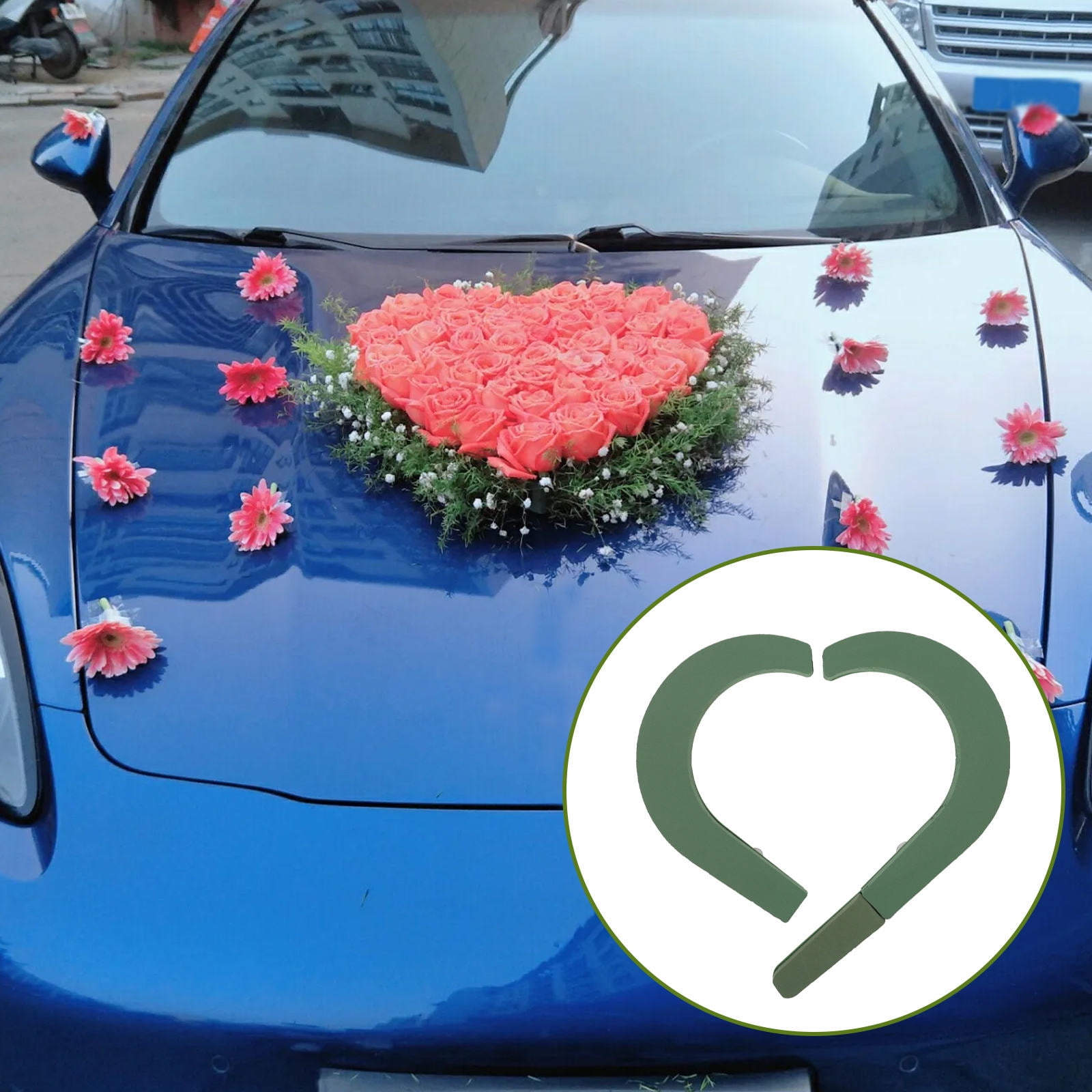 FESTFENDS Florist Supplies Heart Shape Flower Arrangement Mud Green Plastic 1 Set