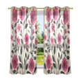 thumbnail image 6 of Yayeee Window Curtains Set of 2 for Living Room Light Filtering 63"x42", Pink Flowers, 6 of 7