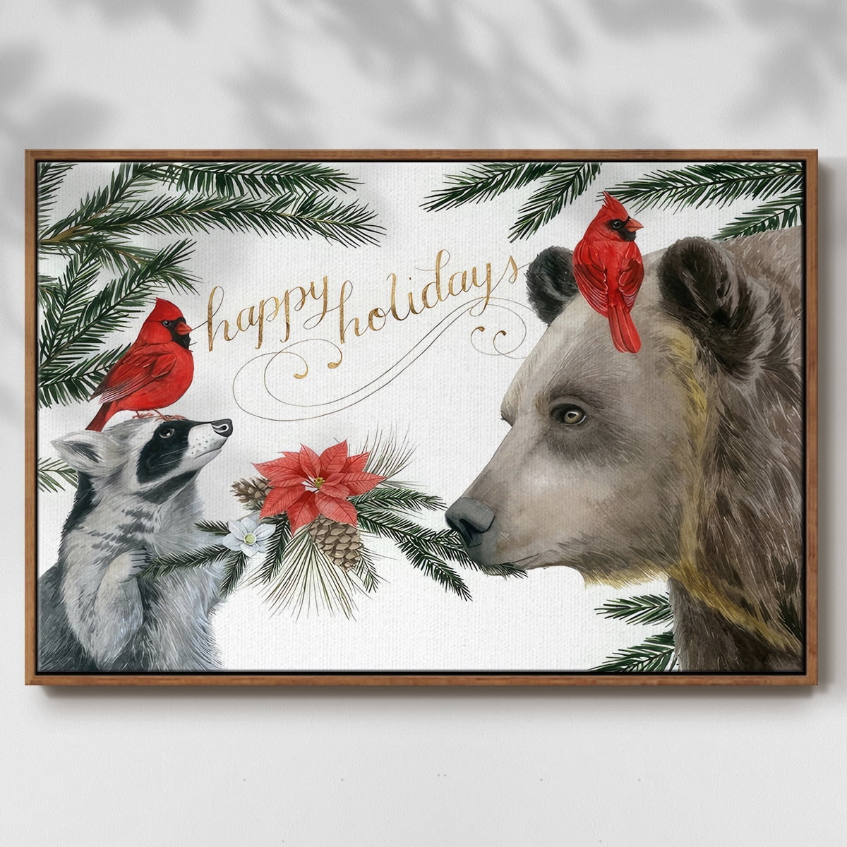 Timberland Christmas Collection A - Framed Gallery Wrapped Holiday Canvas - 27 x 41 - Rosewood Frame