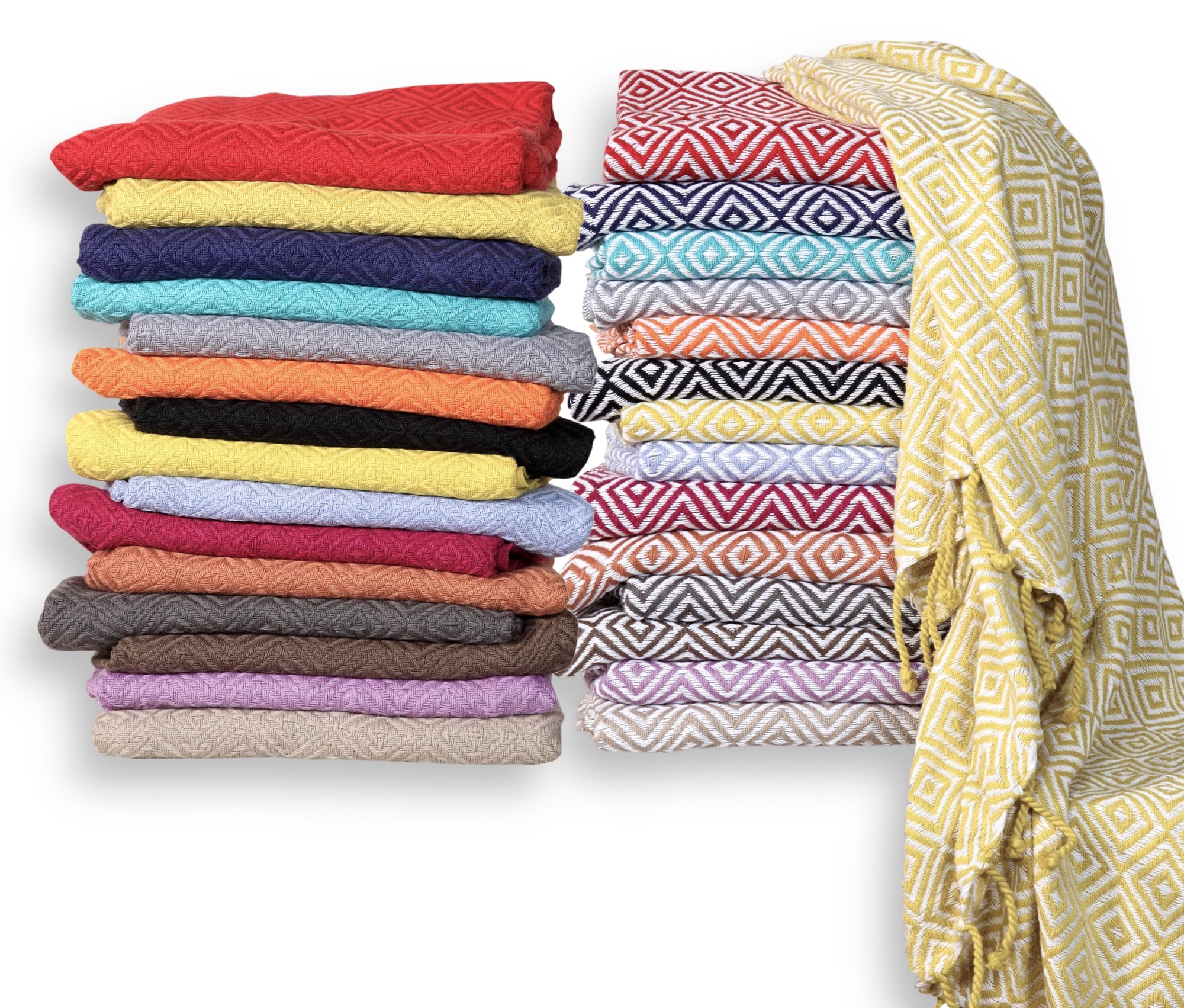 60inch 100percent Soft Cotton Diamond Weave Throw (Set of 2