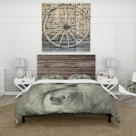 Designart 'Farmhouse Horse V' Farmhouse Duvet Cover Set